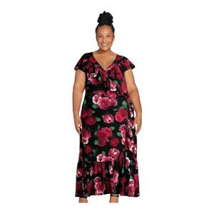 Sofia Jeans by Sofia Vergara Women’s Full Wrap Floral Maxi Dress Size XXXL